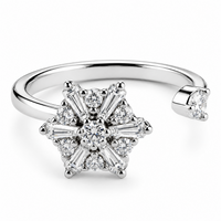 Adjustable Snowflake Spinner Ring For Women, Rotating Fidget Anxiety Ring 1520