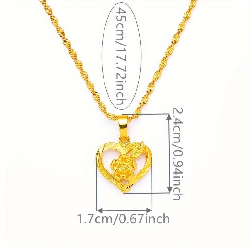 Unified Jewellery 24K Gold Plated Copper Flower HeartShaped Pendant Necklace 129