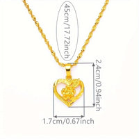 Unified Jewellery 24K Gold Plated Copper Flower HeartShaped Pendant Necklace 129