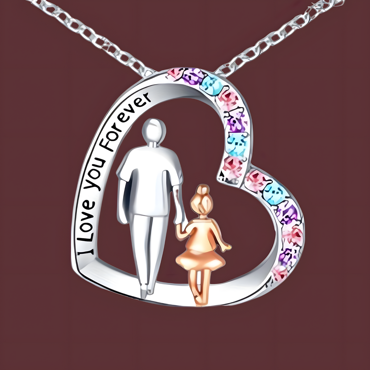 Father Daughter Heart Necklace for Women – Zinc Alloy Pendant Multi-Colour 1246