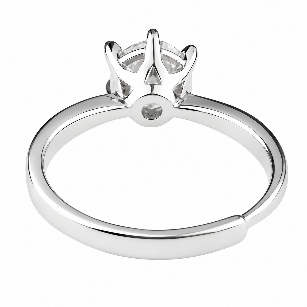 Women Zircon Engagement Ring Round Brilliant Solitaire Adjustable Wedding 1664