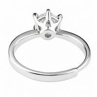 Women Zircon Engagement Ring Round Brilliant Solitaire Adjustable Wedding 1664