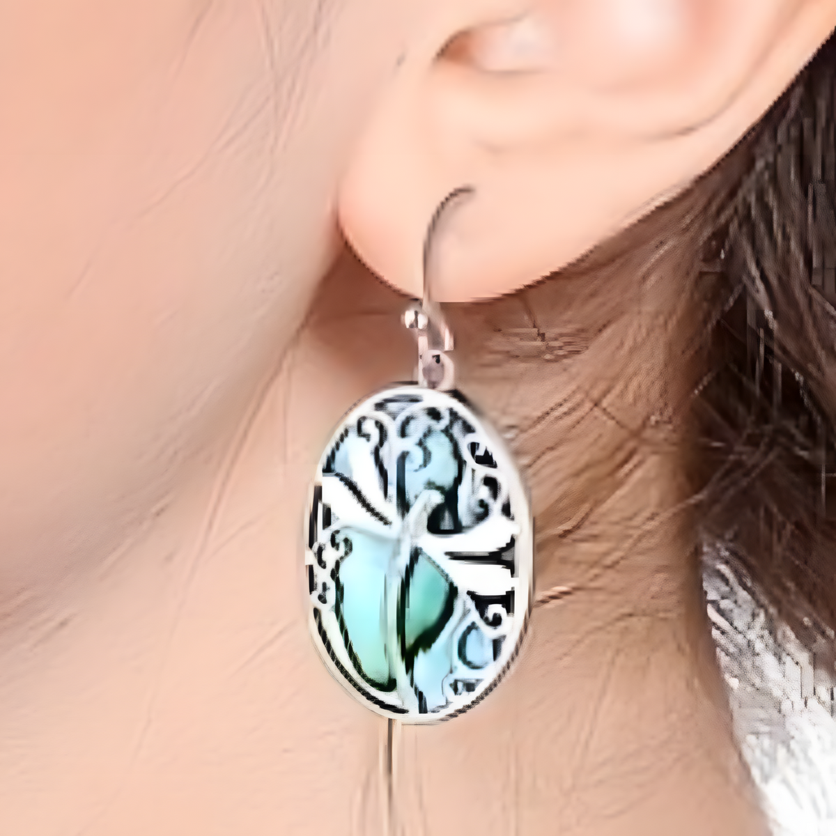 Creative Retro Geometric Oval Dragonfly Stainless Steel Dangle Earrings B82