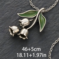 Lily Of The Valley Jewellery Set Women, Green Leaf Flower Pendant Necklace 1710