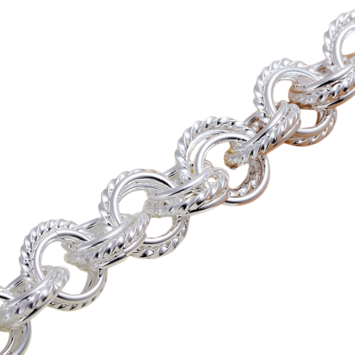 Silver Rolo Chain Bracelet for Women – Fashion Chunky Textured Circle Link 667
