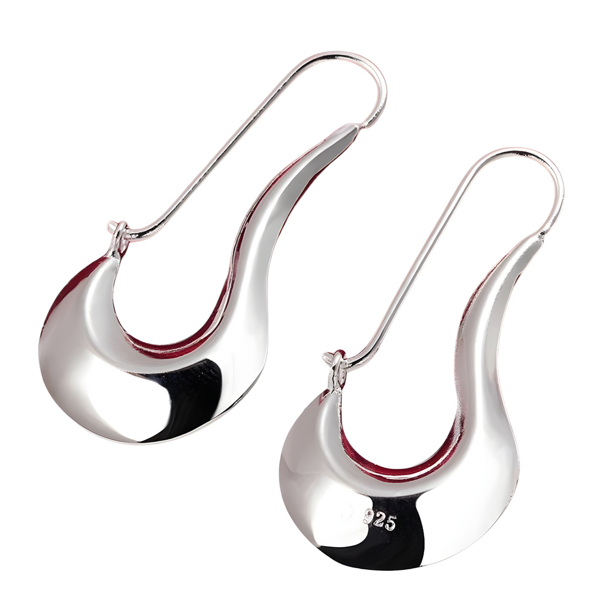 Smooth Wave Drop Earrings for Women – Copper Alloy with 925 Silver Plating 1234