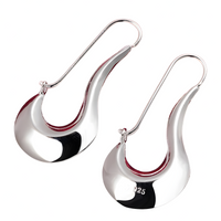 Smooth Wave Drop Earrings for Women – Copper Alloy with 925 Silver Plating 1234