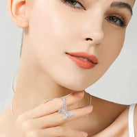 Silver Plated Butterfly Pendant Necklace for Women – Copper Alloy Filigree 1135