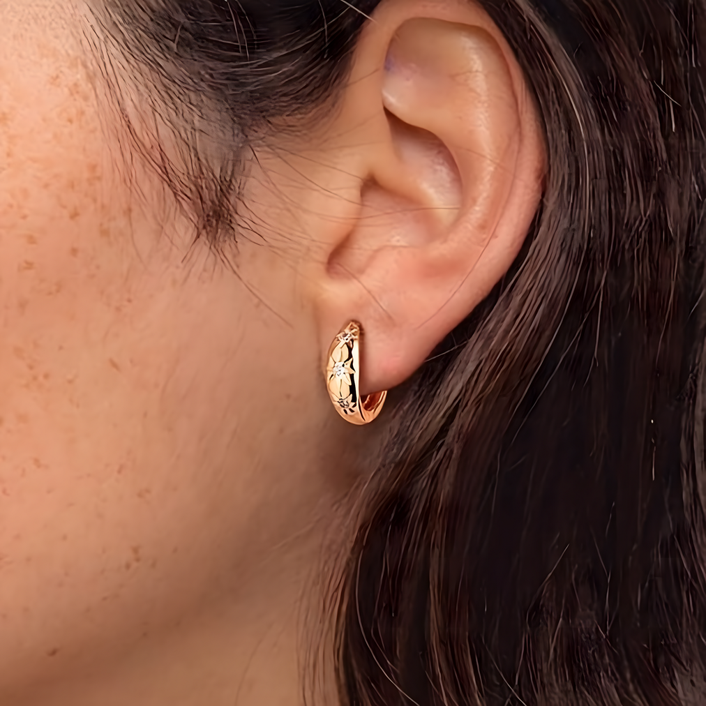 Sun and Star Huggie Hoop Earrings for Women |Celestial Round Zircon Embedded 636