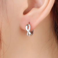 925 Sterling Silver Twist Zircon Earrings for Women – Elegant Geometric Clip 804