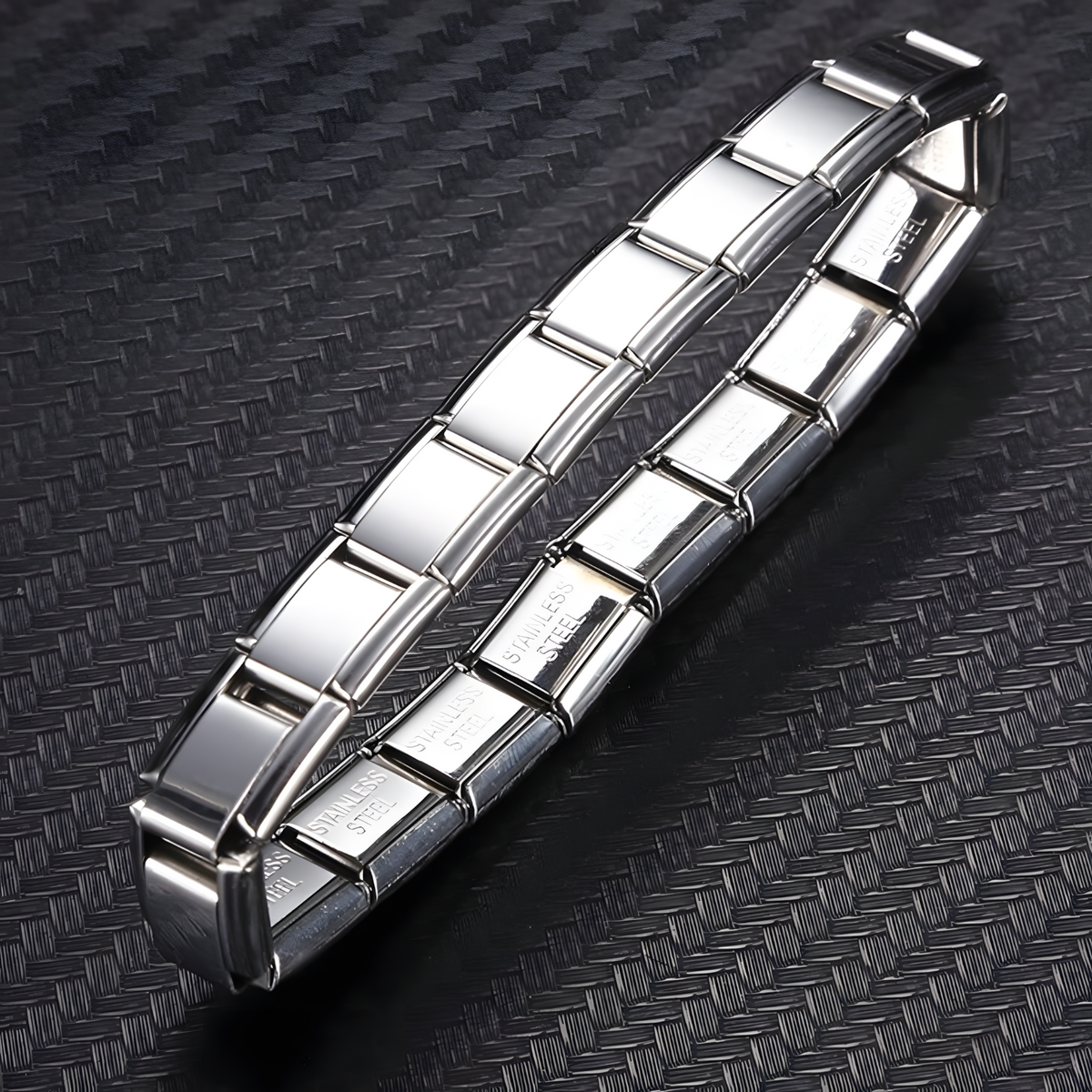 9mm Stainless Steel Bracelet 180mm Length Weight Silver Tone Link Bracelet 1398