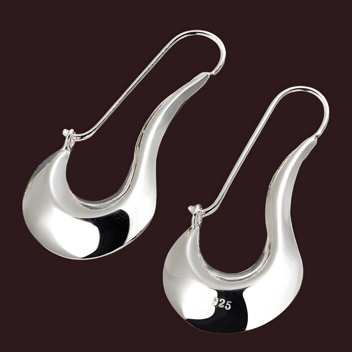 Smooth Wave Drop Earrings for Women – Copper Alloy with 925 Silver Plating 1234