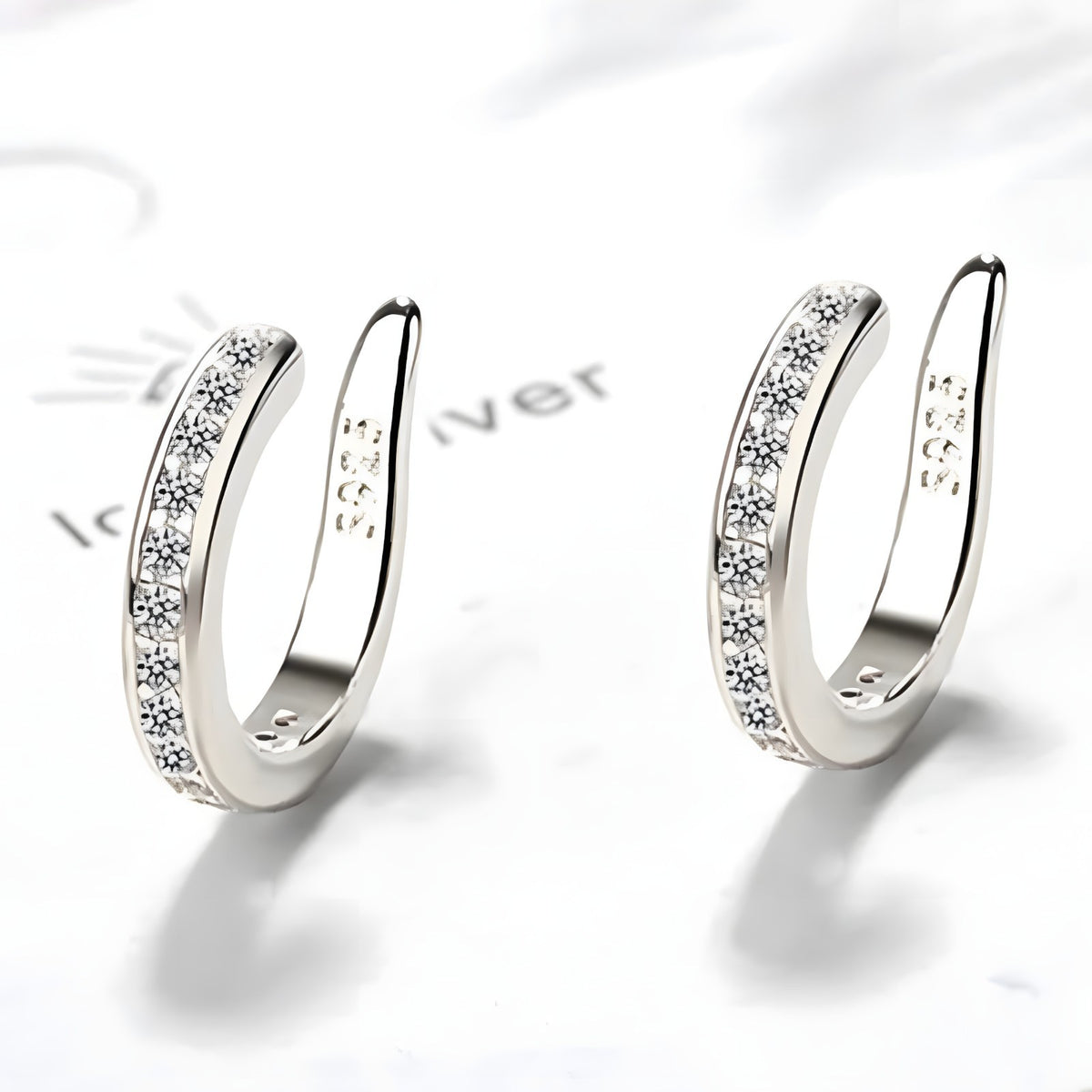925 Sterling Silver CZ Ear Cuff, No Piercing Crystal Ear Climber, Zirconia 330
