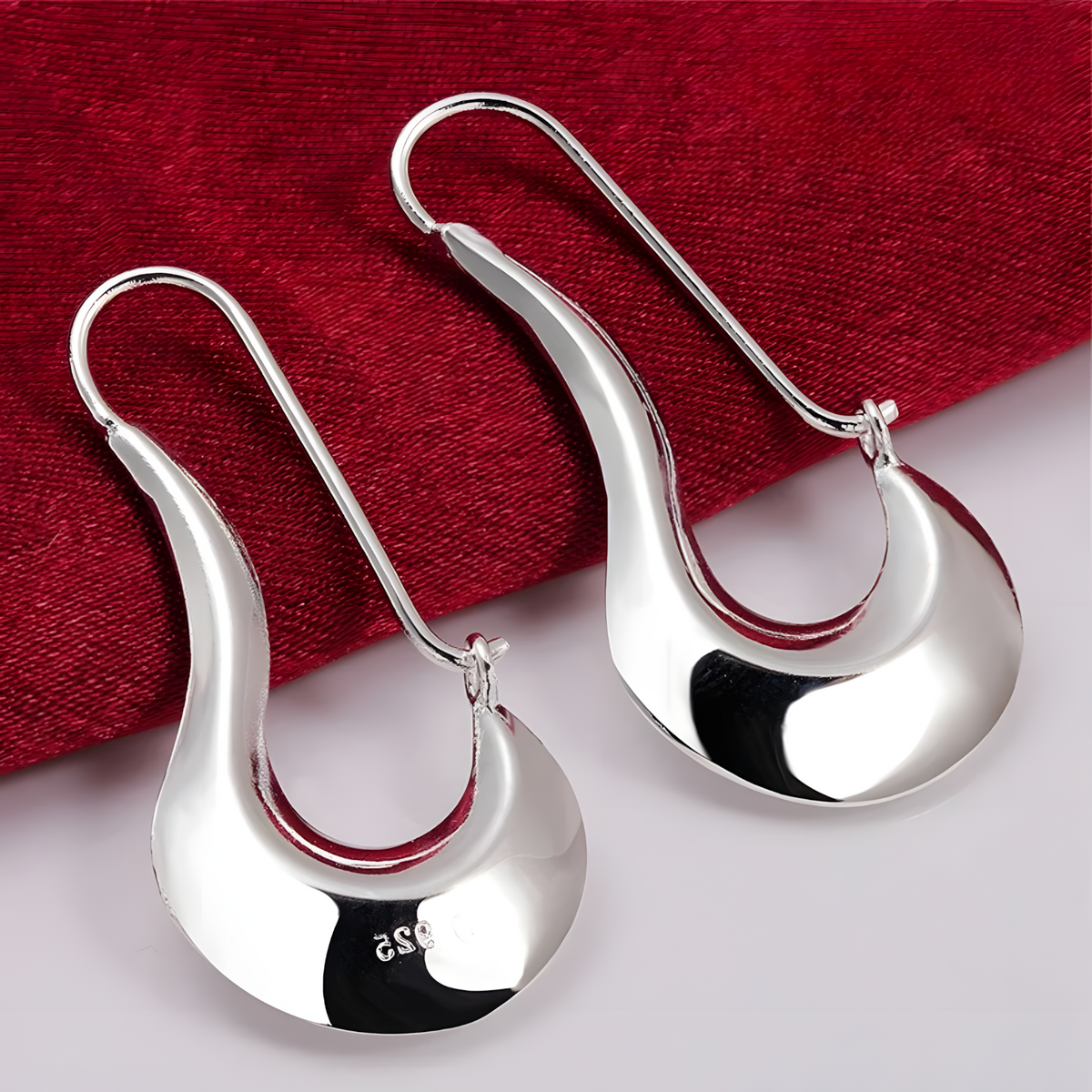 Smooth Wave Drop Earrings for Women – Copper Alloy with 925 Silver Plating 1234