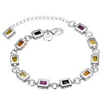 925 Sterling Silver Crystal Look Bracelet For Women 20CM Lobster Clasp Adju 1772