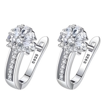 925 Sterling Silver-Plated Zircon Flower Earrings Women – Sparkling Floral 853