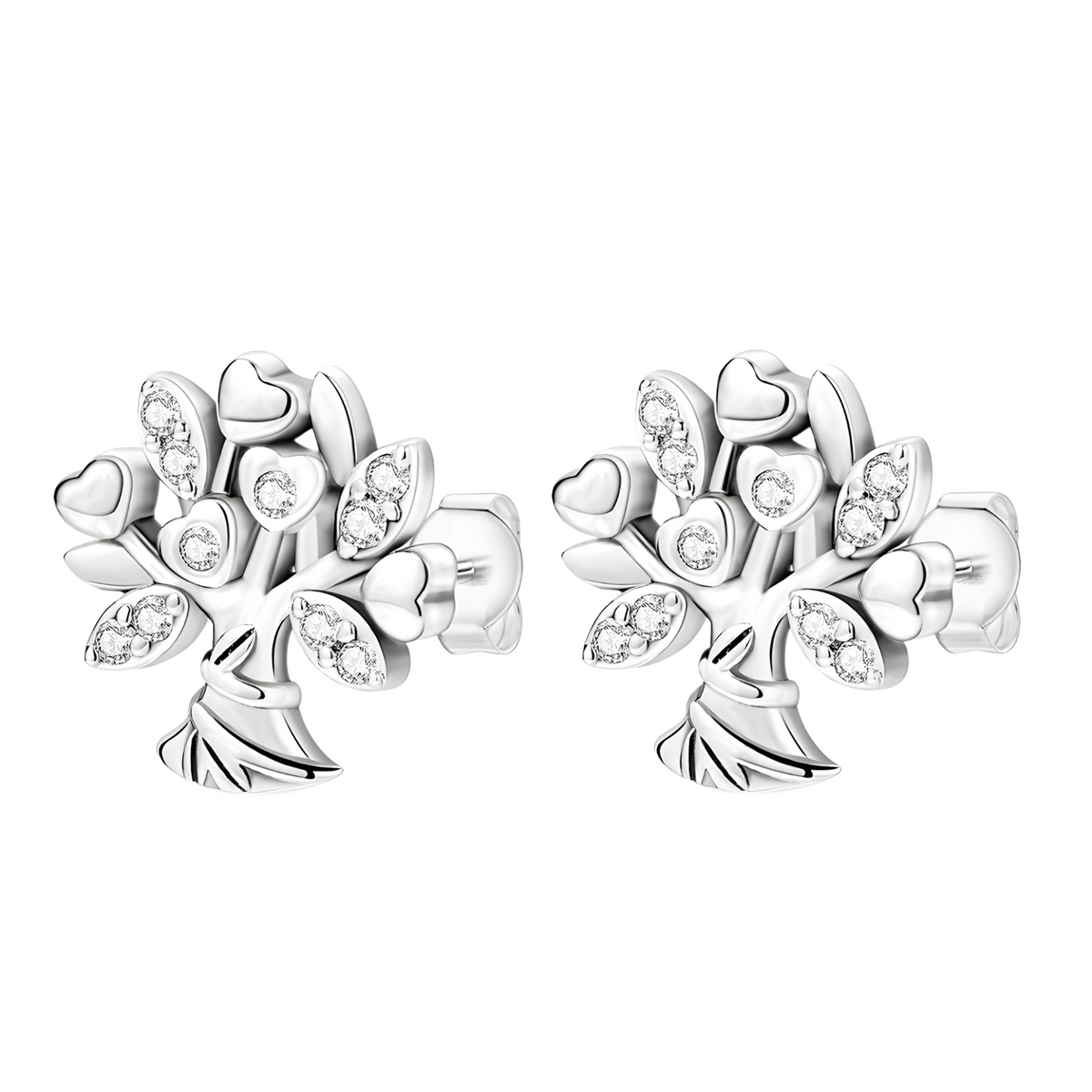 925 Sterling Silver Tree of Life Heart Leaf Earrings Women– Sparkling Zircon 844