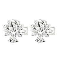 925 Sterling Silver Tree of Life Heart Leaf Earrings Women– Sparkling Zircon 844