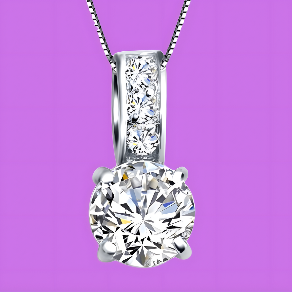 925 Silver-Plated Crystal Jewellery Set Women Sparkling Pendant Necklace 848
