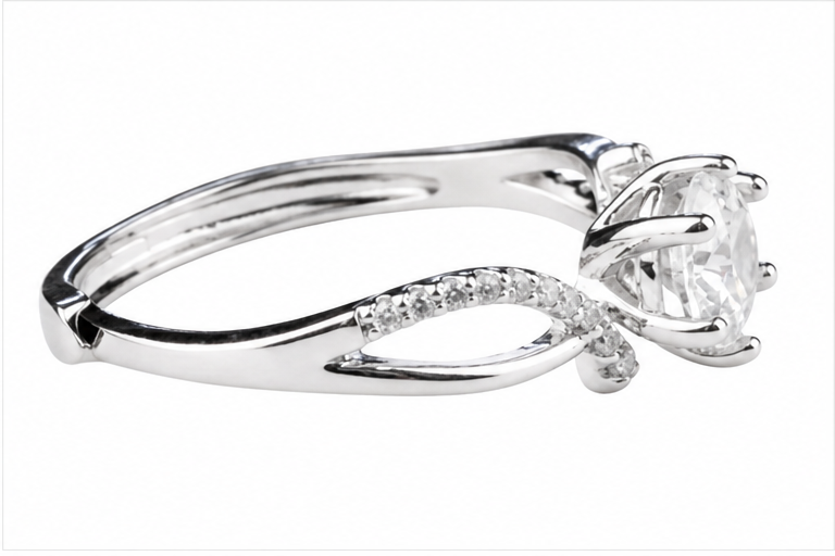 Women's Adjustable Split Shank Zircon Engagement Ring, Round Brilliant Cut 1638