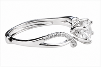 Women's Adjustable Split Shank Zircon Engagement Ring, Round Brilliant Cut 1638