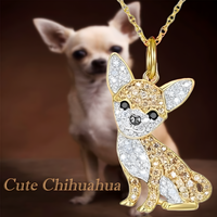 Women's Gold Chihuahua Pendant Necklace Exquisite Cute Pet Dog Charm Golden B169