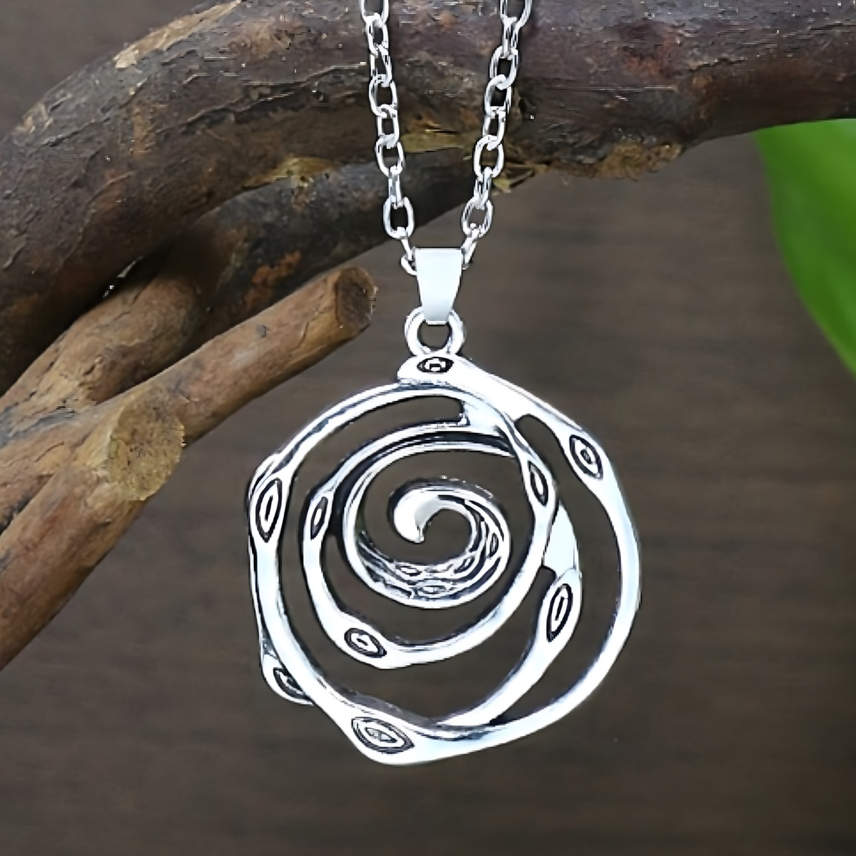 Boho Ethnic Spiral Jewelry Set for Women – Antique Silver Hollow-Out Pendant 676