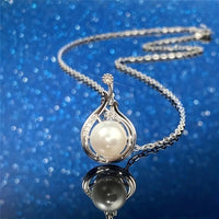 Copper Silver Plated Necklace Platinum Faux Pearl Pendant Niche Clavicle 61 UK