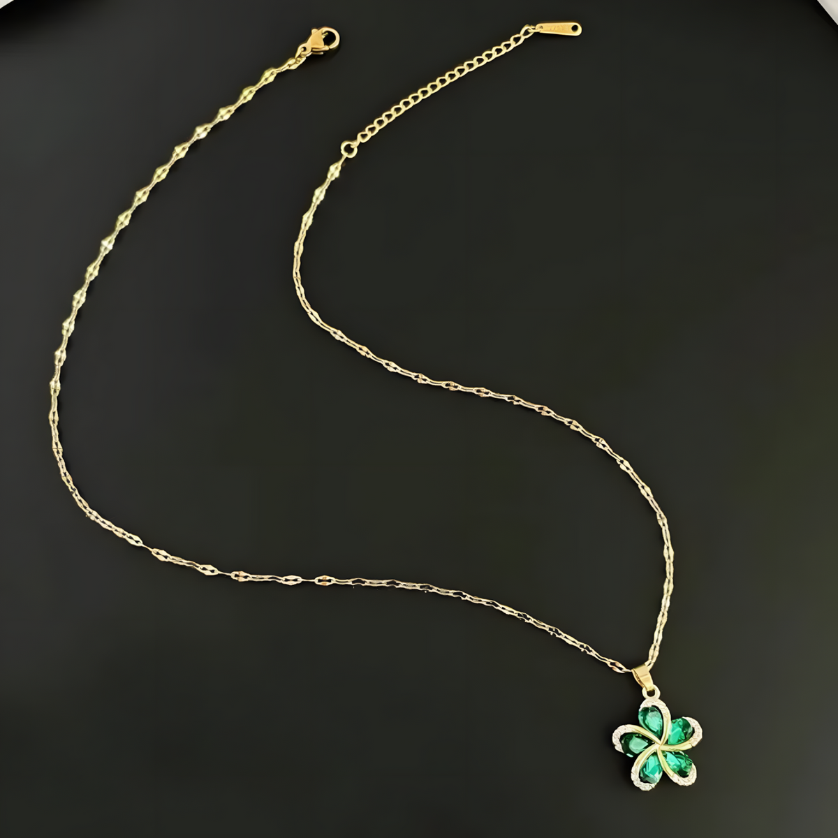 Lucky Four Leaf Clover Necklace for Women – Copper Alloy Gold Color Plating 1178