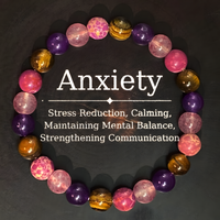 Anxiety Beaded Bracelet Tiger Eye & Rose Quartz, Stress Reduction Calming 1403