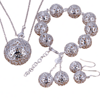 Silver Plated Hollow Ball Jewellery Set–Copper Alloy 925 Silver Plating 1218