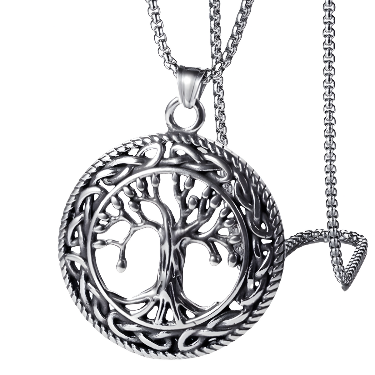 B0062 Vnox Viking Knot Almut Necklaces for Men, Metal Life Tree Pendant B62