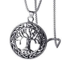 B0062 Vnox Viking Knot Almut Necklaces for Men, Metal Life Tree Pendant B62