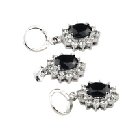 CZ Oval Pendant Necklace and Matching CZ Drop Earrings Set – Silver-Plated 1424