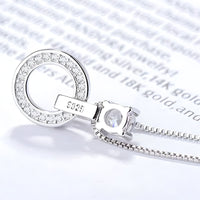925 Sterling Silver Round AAA Zircon Pendant Necklaces Women Jewelry Dance 262