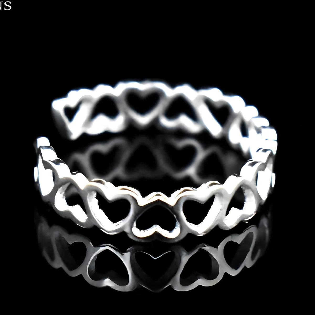 Unified Jewellery Sterling Silver Heart Ring(Adjustable)Open Heart Band Ring 389