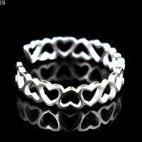 Unified Jewellery Sterling Silver Heart Ring(Adjustable)Open Heart Band Ring 389