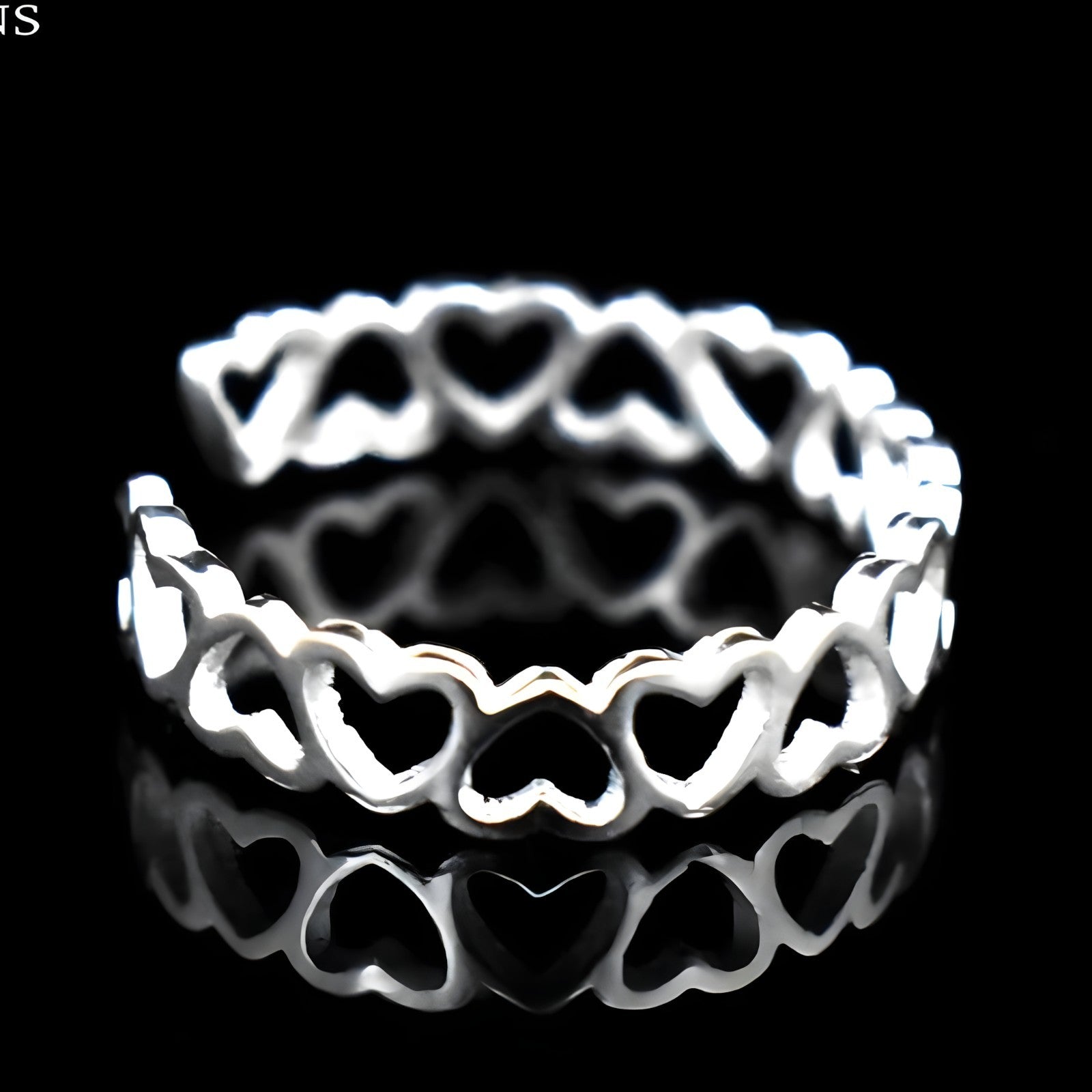 Unified Jewellery Sterling Silver Heart Ring(Adjustable)Open Heart Band Ring 389