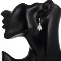 925 Sterling Silver Elegant Silver Dangle Earrings with French Wire Hooks 450