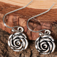 Rose Disc Drop Earrings For Women Silver-Plated Alloy 5.3g Hook Earrings 1478
