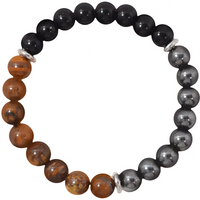 Triple Protection Beaded Bracelet — Tiger Eye, Black Tourmaline & Hematite 1493