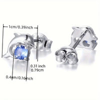 925 Silver Plated Round Cut SeaBlue Gemstone Cute Dolphin Stud Earrings 20 UK