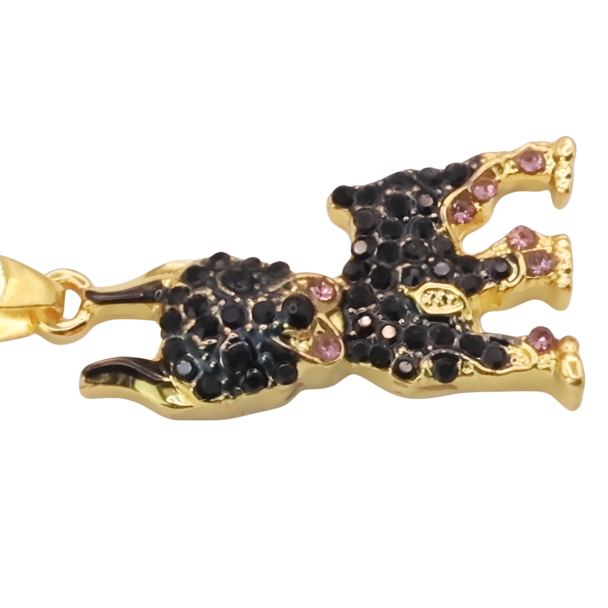 Doberman Pendant Necklace - Gold Plated Pavé Crystal Dog Charm Pendant B243