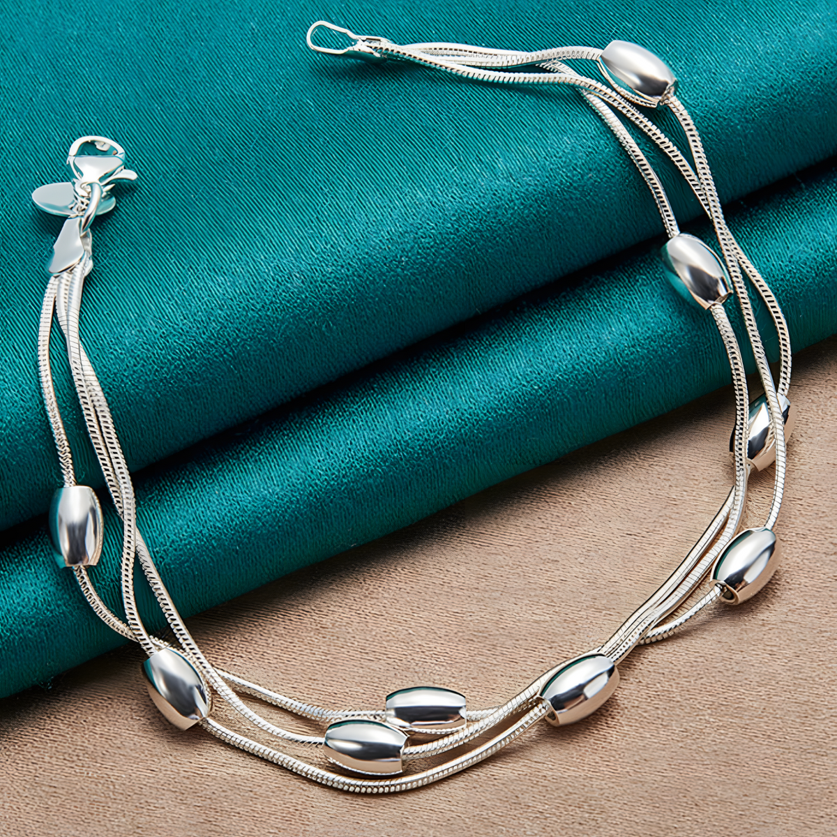 Unified Jewellery Luxury Multi Strand Oval Bead Bracelet Lobster Clasp 1899