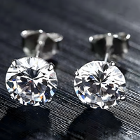 Luxury Sparkling Clear Stud Earrings Fashion Fine Round Zirconia Earrings 502