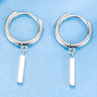 925 Silver-Plated Bar Drop Hoop Earring for Women Minimalist Dangle Earrings 917