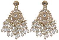 Elegant Bollywood Inspired Gold Kundan Earrings - Traditional Indian Jewelry 184