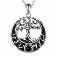 Tree Of Life Necklace Round Pendant Necklace Women’s Silver Tone Family Tree B26