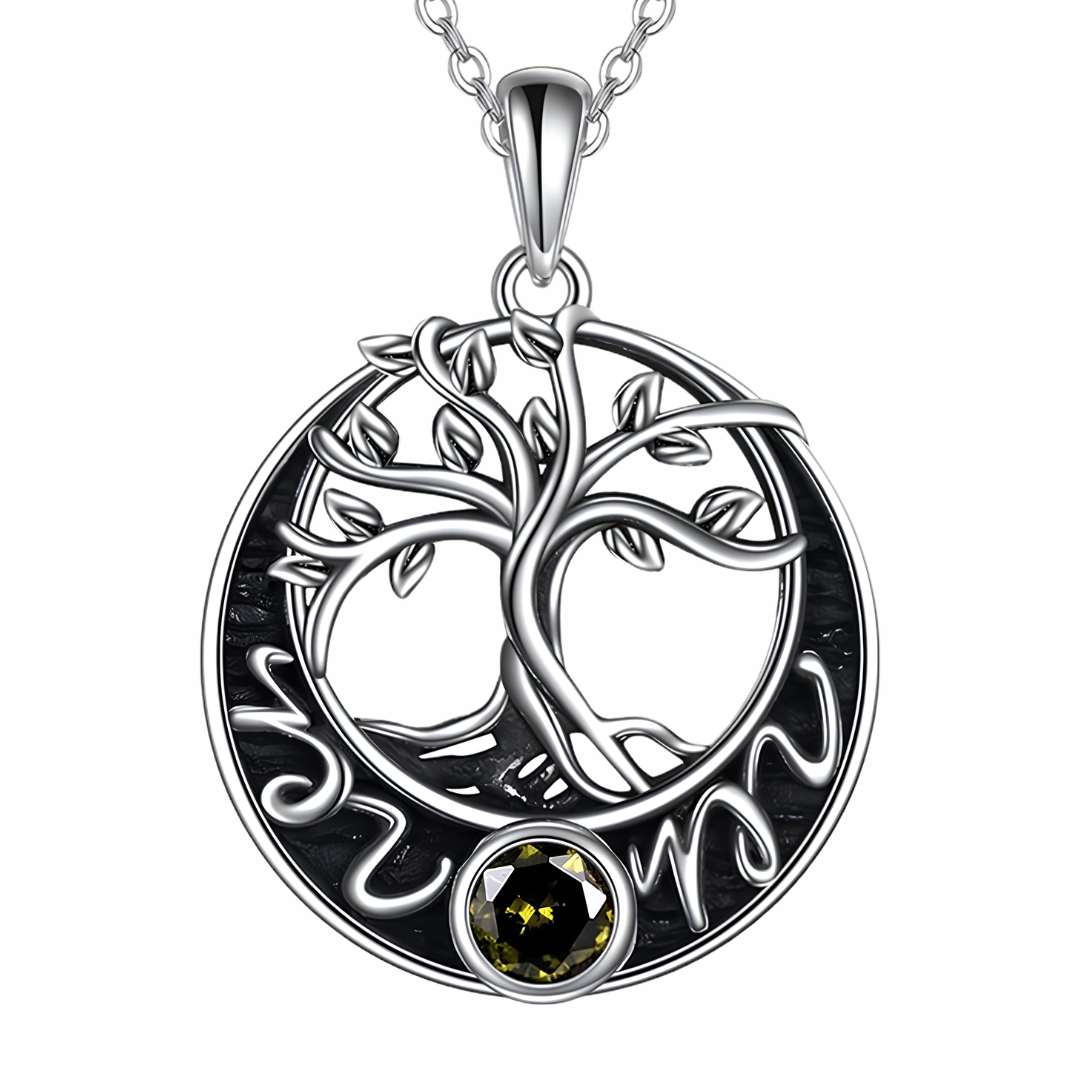 Tree Of Life Necklace Round Pendant Necklace Women’s Silver Tone Family Tree B26