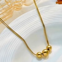 18K Gold Plated Stainless Steel Spherical Pendant Necklace 316L Snake Chain 730